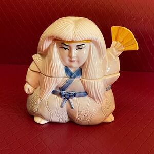 Vintage kabuki sigma taste, setter fan dancer, trinket box